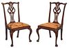 Pair New England Chippendale Mahogany Side Chairs