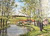 M LICHENTBERG oil on canvas framed COUNTRY STREAM
