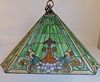 ANTIQUE DUFFNER & KIMBERLY LEADED GLASS HANGING SHADE