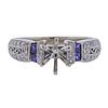 14K Gold Diamond Sapphire Engagement Ring Setting