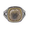 David Yurman Albion Silver 18k Gold Diamond Citrine Ring
