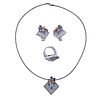 18k Gold Diamond Gemstone Earrings Ring Necklace Set