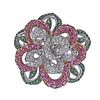  18K Gold Diamond Sapphire Tsavorite Flower Ring