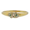 French 18k Gold Diamond Emerald Heart Bracelet