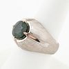 MEN'S SILVER & SYN 4.30 CTW GREEN SAPPHIRE RING