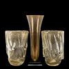 THREE GOLD AVENTURINE MURANO ART GLASS VASES