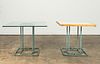 PAIR, WALTER LAMB SQUARE BRONZE CAFE TABLES BASES