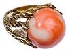 14k Yellow Gold and Pacific Deep Sea Coral Ring