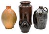 Four Piece Lot 
to include redware and brown glazed
tallest 11 1/4 inches
Provenance: Estate of Bruce Sasalla, East Hartford, Connecticut.