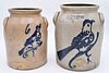 Two Piece Lot
to include O.L. and A.K. Ballard two gallon stoneware crocks
having two handles, each with cobalt bird on branch
height 11 inches
Proven