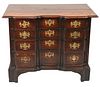 Diminutive Chippendale Mahogany Chest having shaped top over conforming block front of four graduated drawers set on cutout bracket feet with original