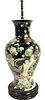 Famille Noire Chinese Porcelain Vase
having phoenix bird and tree, made into a table lamp
vase height 17 1/2 inches, total height 35 1/2 inches