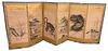 Six Fold Japanese Dressing Screen
depicting village and three claw dragon
height 54 inches, length 132 inches