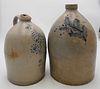 Two Stoneware Jugs
to include a five gallon Seymour & Bosworth, Htfd.; 
along with three gallon S.B. Bosworth, Htfd. 
having blue bird
height 11 3/4 i