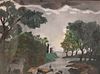 American School
19th century
primitive landscape on a river having a figure and a horse
watercolor on paper
signed "S. Wood"
sight size 16 x 21 1/4 in