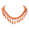 VICTORIAN CORAL AND 18K GOLD FRINGE NECKLACE