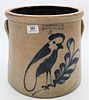 F.B. Norton, Worcester, Mass. Stoneware Crock
having two handles and blue bird on leafy branch
height 11 1/4 inches
Provenance: Estate of Bruce Sasall