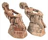 Pair of W. Manuelli Lead Garden Figures
art deco style of a male and female satyr sitting laughing on a tiered base
height 11 1/2 inches