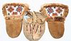 Pair of Beaded Hyde Mittens and Beaded Decorated Moccasins
length of moccasins 11 inches