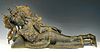 19th C. Burmese Gilt Bronze Reclining Buddha
