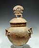 Rare Rio Magdalena Pottery Lidded Burial Urn w/ Figure