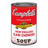 ANDY WARHOL, 11.57: Campbell's New England clam chowder soup, Con sello en la parte posteior, Serigrafía s/n de tiraje, 81 x 48 cm | ANDY WARHOL, 11.5