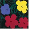 ANDY WARHOL, II.73 Flowers, Con sello en la parte posterior, Serigrafía s / n de tiraje, 91.4 x 91.4 cm, Con certificado | ANDY WARHOL, II.73 Flowers,