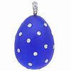 FROSTED BLUE GLASS AND DIAMAOND EGG PENDANT