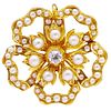 ANTIQUE VICTORIAN PEARL AND DIAMOND BROOCH
