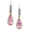 PAIR OF PASTE AND PINK STONE DROP EARRINGS