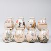 Set of Eight Japanese Glazed and Enameled Porcelain Jarlets