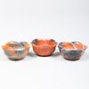 Three Japanese Rokubei Porcelain Sake Cups