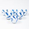 Six Eiraku Blue and White Porcelain Sake Cups