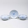 Set of Five Small Japanese Imari Type Blue and White Porcelain Dishes