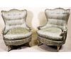 PAIR OF FRENCH STYLE SILVER GILT WING CHAIRS