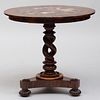 Rare Victorian Rosewood, Specimen Wood and Agate Inset Center Table