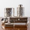 Group of Five English and Continental Silver Toilette Articles