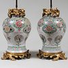 Pair of Ormolu-Mounted Chinese Wucai Porcelain Jars Mounted as Lamps