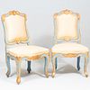 Pair of Italian Rococo Painted and Parcel-Gilt Side Chairs