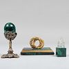 Group of Malachite and Hardstone Desk Articles