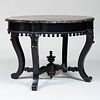 Victorian Ebonized Low Center Table with Porto Marble Top