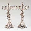 Pair of Christofle Silver Plate Figural Six-Light Candelabra