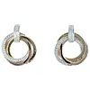 Classy Diamond & Tri-Tone Gold Dangle Earrings
