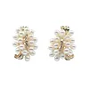 Fabulous Cultured Pearl & Diamond Cluster Earrings