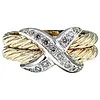 Cable Twist Diamond "X" Fashion Ring
