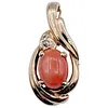 Red Coral and Diamond Pendant