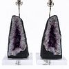PAIR, CATHEDRAL AMETHYST GEODE TABLE LAMPS