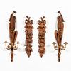 CONTINENTAL CARVED WOODEN SCONCES & APPLIQUES, 4PC