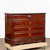 19TH C. MARBLE AND BURL WOOD SECRETARIE COMMODE