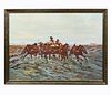 GEZA ROMUS, EQUESTRIAN OIL ON CANVAS, FRAMED